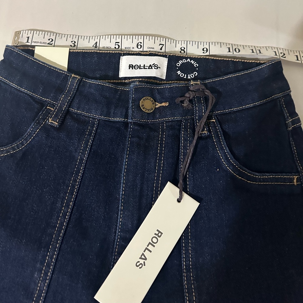 ROLLA’S EASTCOAST HIGH RISE FLARE ORGANIC COTTON JEANS IN LUX BLUE - Picture 15 of 15